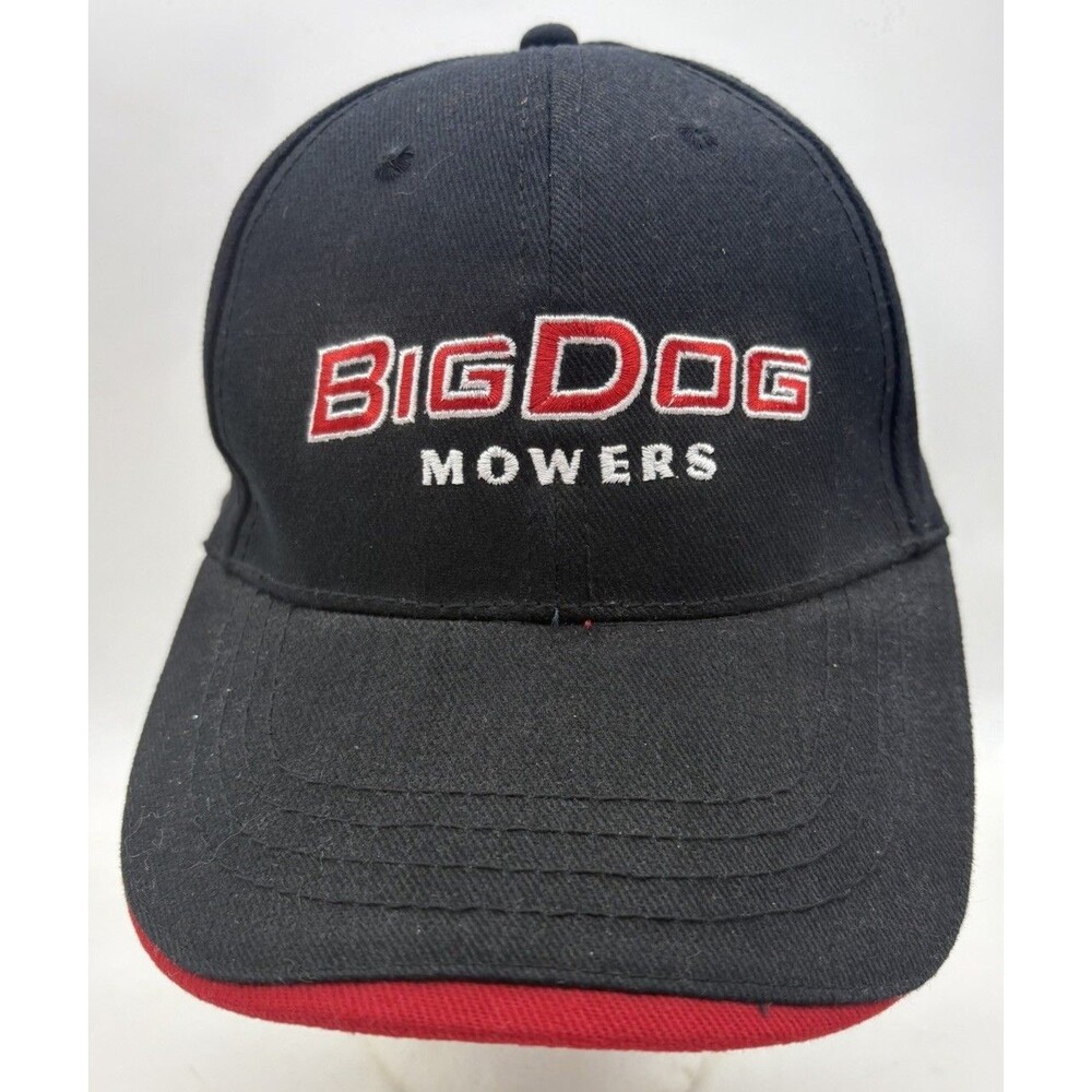 Big Dog Mower Co Trucker Hat Ball Cap SNAPBACK Black Gray Mesh Back